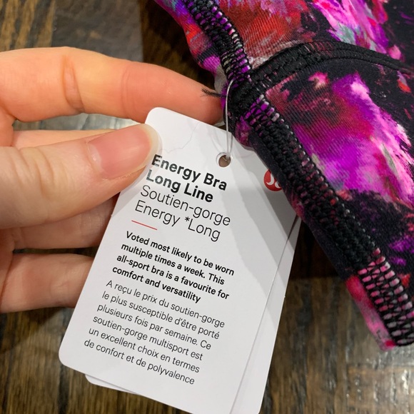 New Lululemon Energy Bra Long Line Fluoro Floral Multi Size 4 - Picture 6 of 10